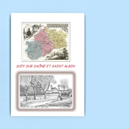 Cartes Postales impression Noir avec dpartement sur la ville de SCEY SUR SAONE ET ST ALBIN Titre : vue