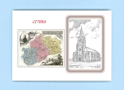 Cartes Postales impression Noir avec dpartement sur la ville de CITERS Titre : eglise