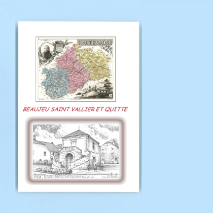 Cartes Postales impression Noir avec dpartement sur la ville de BEAUJEU ST VALLIER ET QUITTE Titre : mairie et lavoir