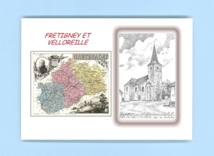 Cartes Postales impression Noir avec dpartement sur la ville de FRETIGNEY ET VELLOREILLE Titre : eglise