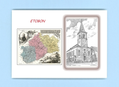 Cartes Postales impression Noir avec dpartement sur la ville de ETOBON Titre : temple