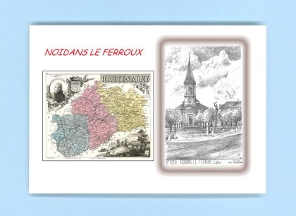 Cartes Postales impression Noir avec dpartement sur la ville de NOIDANS LE FERROUX Titre : eglise