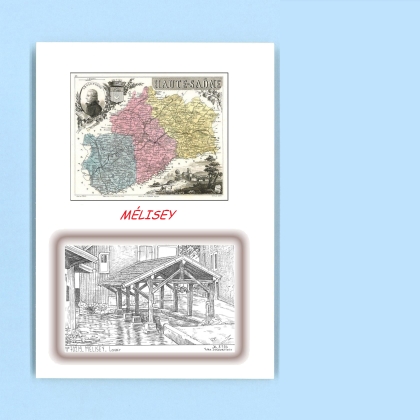 Cartes Postales impression Noir avec dpartement sur la ville de MELISEY Titre : lavoir