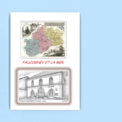 Cartes Postales impression Noir avec dpartement sur la ville de FAUCOGNEY ET LA MER Titre : mairie