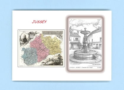 Cartes Postales impression Noir avec dpartement sur la ville de JUSSEY Titre : fontaine des anges