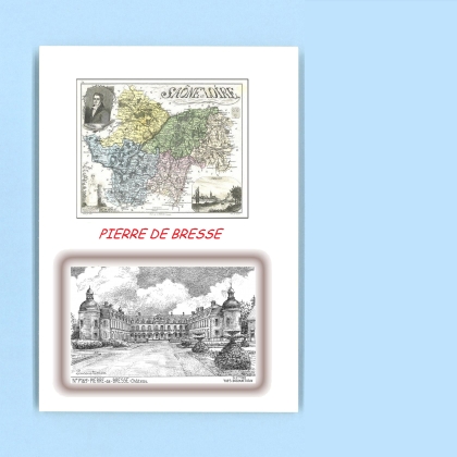 Cartes Postales impression Noir avec dpartement sur la ville de PIERRE DE BRESSE Titre : chateau