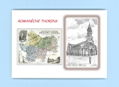 Cartes Postales impression Noir avec dpartement sur la ville de ROMANECHE THORINS Titre : eglise