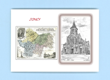 Cartes Postales impression Noir avec dpartement sur la ville de JONCY Titre : eglise