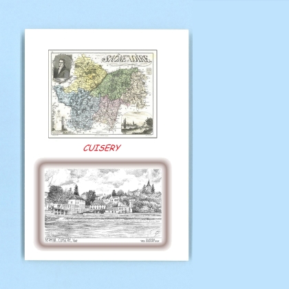 Cartes Postales impression Noir avec dpartement sur la ville de CUISERY Titre : vue