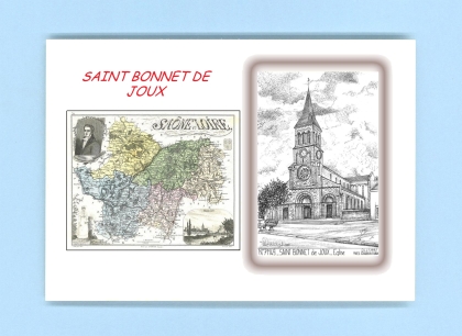 Cartes Postales impression Noir avec dpartement sur la ville de ST BONNET DE JOUX Titre : eglise