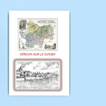 Cartes Postales impression Noir avec dpartement sur la ville de VERDUN SUR LE DOUBS Titre : capitainerie et port st jean