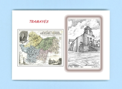 Cartes Postales impression Noir avec dpartement sur la ville de TRAMAYES Titre : eglise