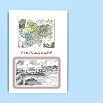 Cartes Postales impression Noir avec dpartement sur la ville de CHALON SUR SAONE Titre : vue