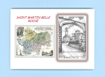 Cartes Postales impression Noir avec dpartement sur la ville de ST MARTIN BELLE ROCHE Titre : eglise