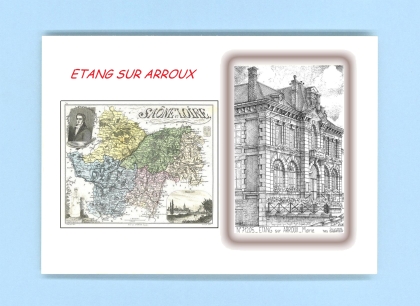 Cartes Postales impression Noir avec dpartement sur la ville de ETANG SUR ARROUX Titre : mairie