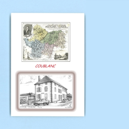 Cartes Postales impression Noir avec dpartement sur la ville de COUBLANC Titre : mairie