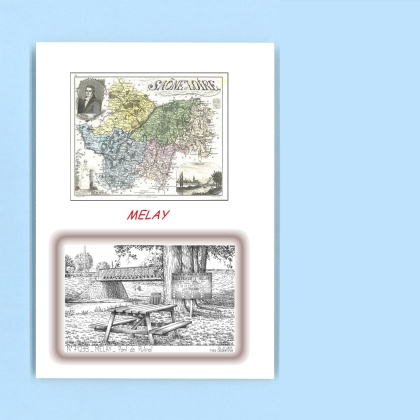 Cartes Postales impression Noir avec dpartement sur la ville de MELAY Titre : pont de putinat