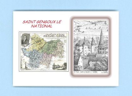 Cartes Postales impression Noir avec dpartement sur la ville de ST GENGOUX LE NATIONAL Titre : vue
