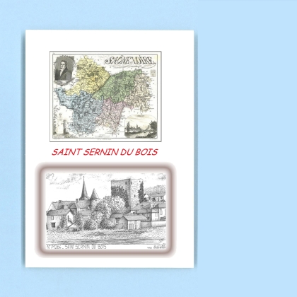 Cartes Postales impression Noir avec dpartement sur la ville de ST SERNIN DU BOIS Titre : vue