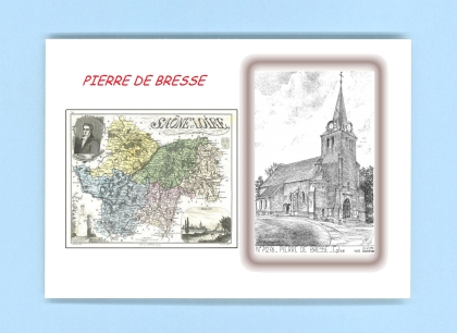 Cartes Postales impression Noir avec dpartement sur la ville de PIERRE DE BRESSE Titre : eglise