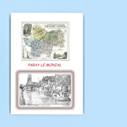 Cartes Postales impression Noir avec dpartement sur la ville de PARAY LE MONIAL Titre : canal du centre