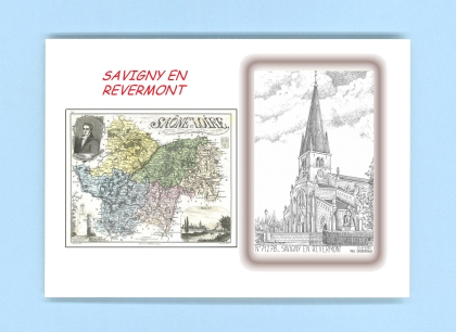 Cartes Postales impression Noir avec dpartement sur la ville de SAVIGNY EN REVERMONT Titre : vue
