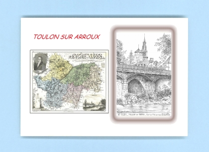 Cartes Postales impression Noir avec dpartement sur la ville de TOULON SUR ARROUX Titre : pont sur l arroux