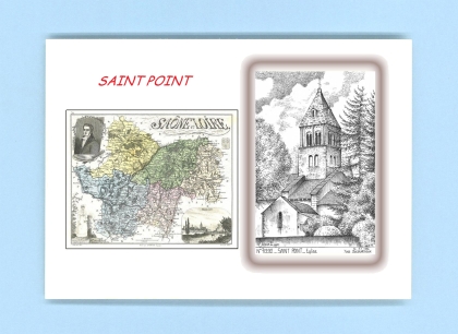 Cartes Postales impression Noir avec dpartement sur la ville de ST POINT Titre : eglise