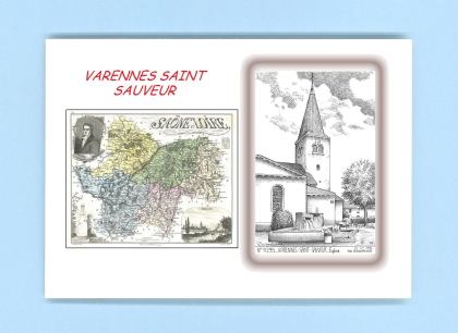 Cartes Postales impression Noir avec dpartement sur la ville de VARENNES ST SAUVEUR Titre : eglise
