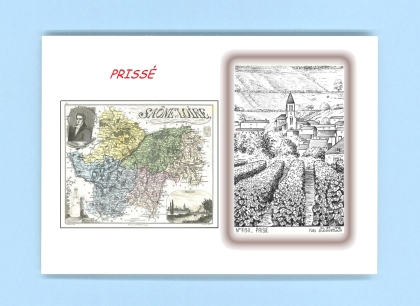 Cartes Postales impression Noir avec dpartement sur la ville de PRISSE Titre : vue