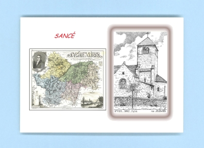 Cartes Postales impression Noir avec dpartement sur la ville de SANCE Titre : eglise