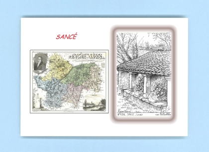 Cartes Postales impression Noir avec dpartement sur la ville de SANCE Titre : lavoir