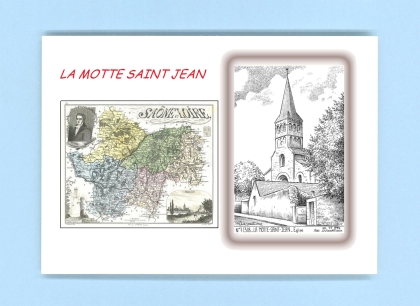 Cartes Postales impression Noir avec dpartement sur la ville de LA MOTTE ST JEAN Titre : eglise