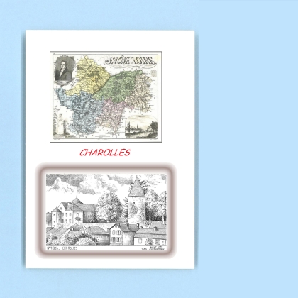 Cartes Postales impression Noir avec dpartement sur la ville de CHAROLLES Titre : vue