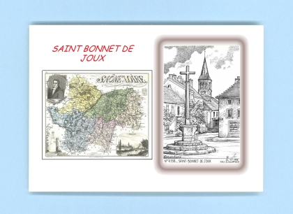 Cartes Postales impression Noir avec dpartement sur la ville de ST BONNET DE JOUX Titre : vue