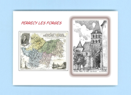Cartes Postales impression Noir avec dpartement sur la ville de PERRECY LES FORGES Titre : eglise romane