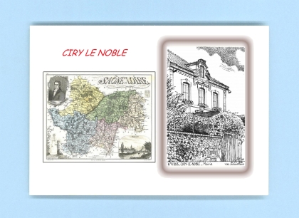 Cartes Postales impression Noir avec dpartement sur la ville de CIRY LE NOBLE Titre : mairie