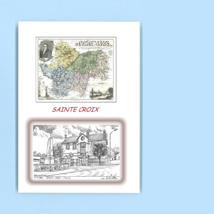 Cartes Postales impression Noir avec dpartement sur la ville de STE CROIX Titre : mairie