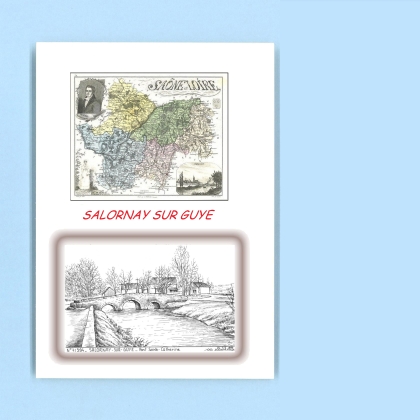 Cartes Postales impression Noir avec dpartement sur la ville de SALORNAY SUR GUYE Titre : pont ste catherine
