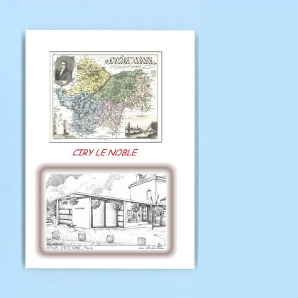 Cartes Postales impression Noir avec dpartement sur la ville de CIRY LE NOBLE Titre : mairie