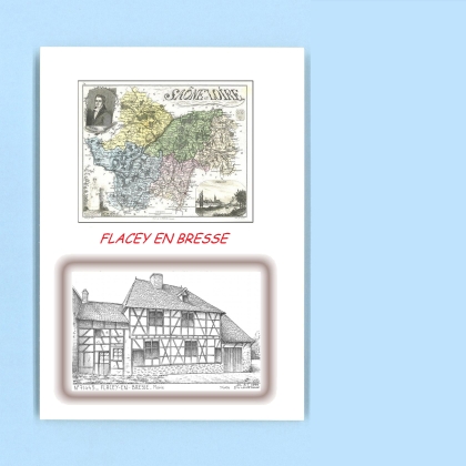 Cartes Postales impression Noir avec dpartement sur la ville de FLACEY EN BRESSE Titre : mairie