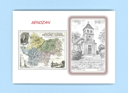 Cartes Postales impression Noir avec dpartement sur la ville de SENOZAN Titre : eglise