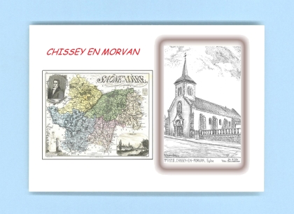 Cartes Postales impression Noir avec dpartement sur la ville de CHISSEY EN MORVAN Titre : eglise