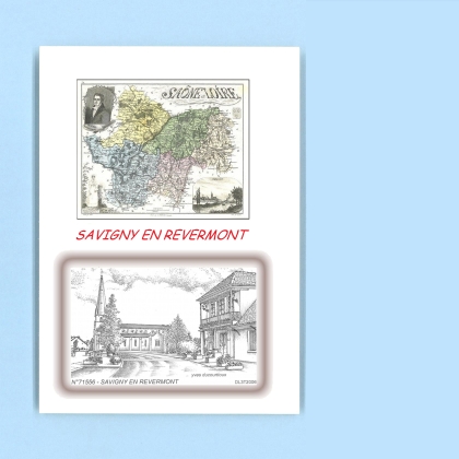 Cartes Postales impression Noir avec dpartement sur la ville de SAVIGNY EN REVERMONT Titre : vue