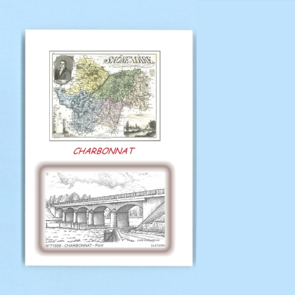 Cartes Postales impression Noir avec dpartement sur la ville de CHARBONNAT Titre : pont
