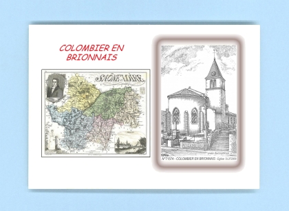 Cartes Postales impression Noir avec dpartement sur la ville de COLOMBIER EN BRIONNAIS Titre : eglise
