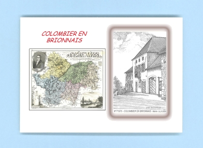 Cartes Postales impression Noir avec dpartement sur la ville de COLOMBIER EN BRIONNAIS Titre : mairie