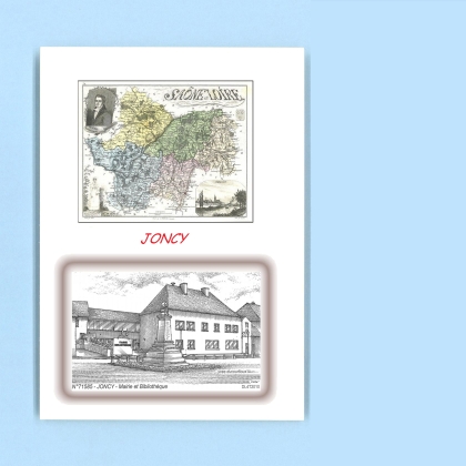 Cartes Postales impression Noir avec dpartement sur la ville de JONCY Titre : mairie et bibliotheque