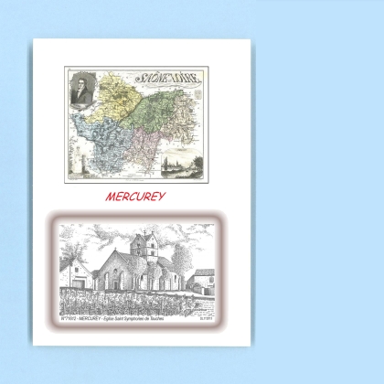Cartes Postales impression Noir avec dpartement sur la ville de MERCUREY Titre : eglise st symphorien de touche