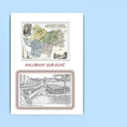 Cartes Postales impression Noir avec dpartement sur la ville de SALORNAY SUR GUYE Titre : lavoir